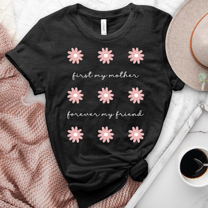 First My Mother Flower Pattern Heathered Tee