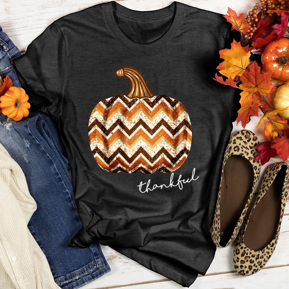 Thankful Sparkling Festive Pumpkin Heathered Tee