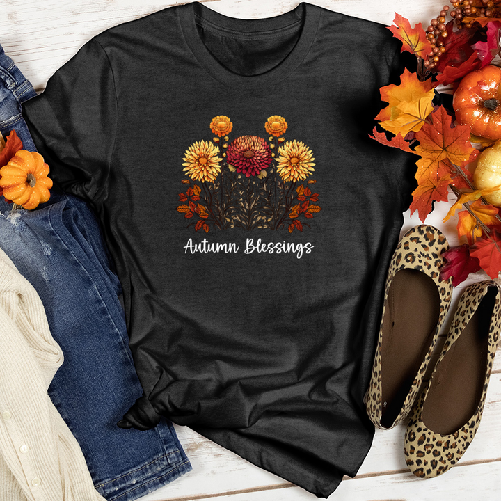 Retro Blooming Autumn Floral Trio Heathered Tee