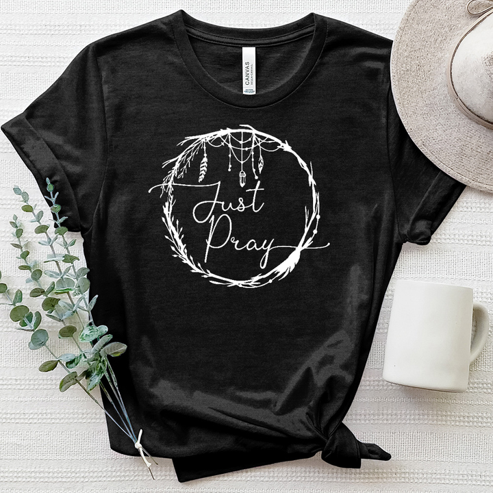 Just Pray White Heathered Tee