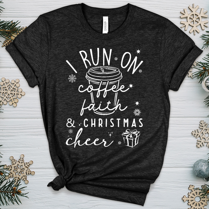 Coffee, Faith, Christmas Cheer Heathered Tee