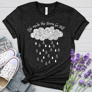 He Made The Storm Heathered Tee