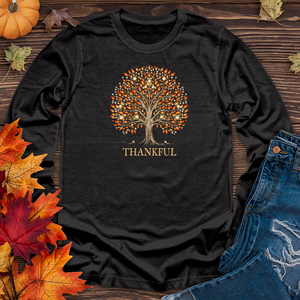 Retro Bonfire Sparkle Fall Themes Tree Long Sleeve Tee