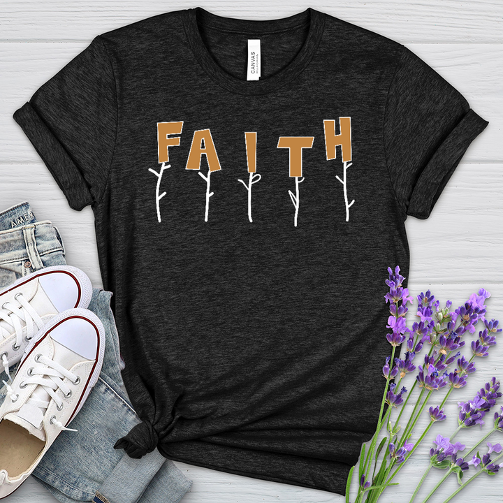 Faith Flower Stem Words Heathered Tee