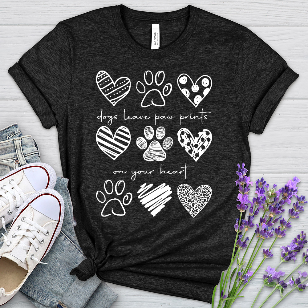 Dogs Leave Paw Prints Heathered Tee