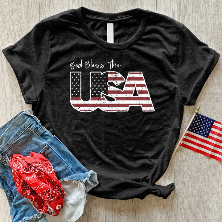 God Bless USA Faded Heathered Tee