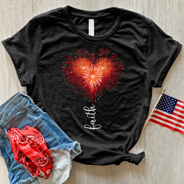 Fireworks Heart Heathered Tee