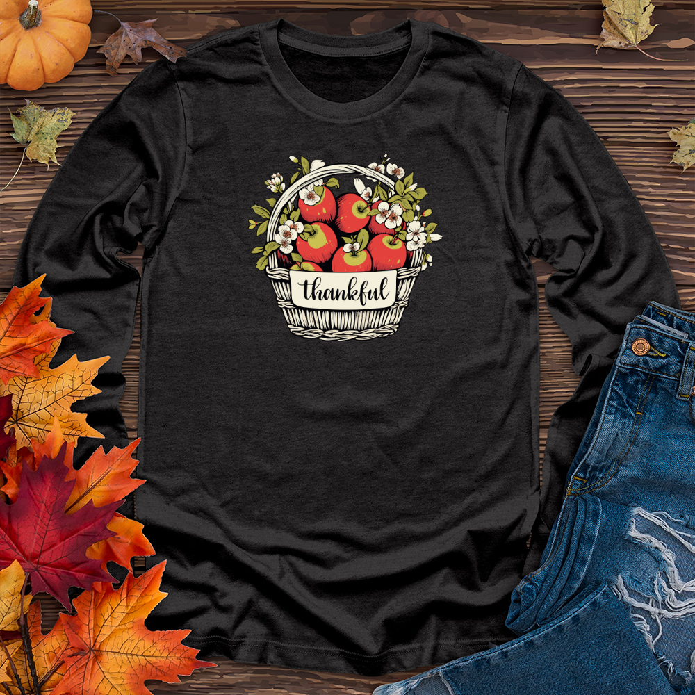 Retro Harvest Apple Blossom Basket Long Sleeve Tee