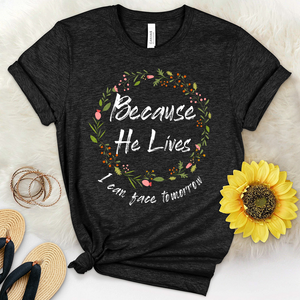 Because He Lives Summer Wreath Heathered Tee