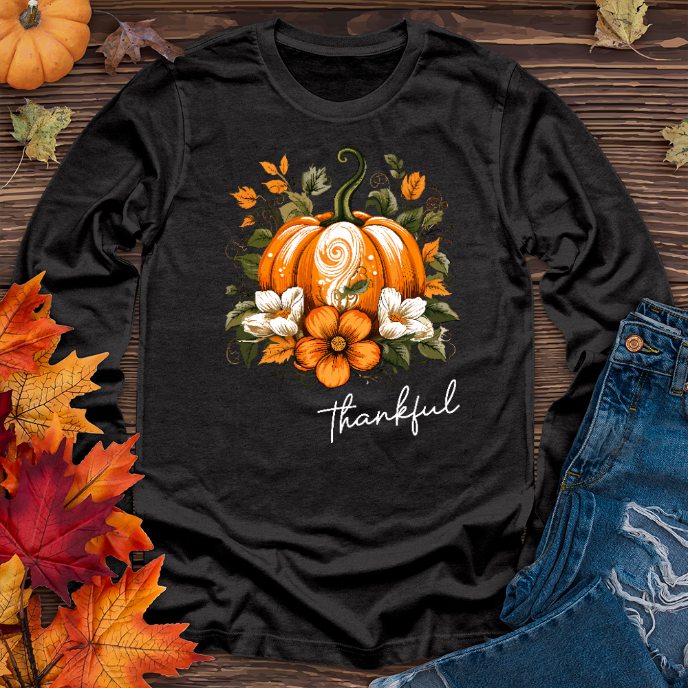 Thankful Foliage Pumpkin Long Sleeve Tee