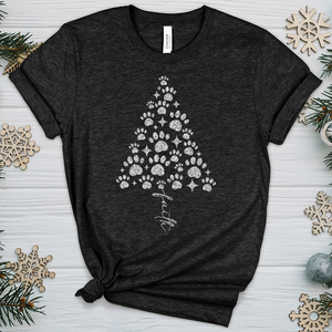 Paw Print Christmas Tree Heathered Tee