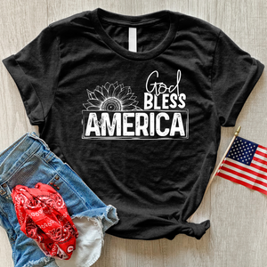 God Bless Sunflower Art Heathered Tee