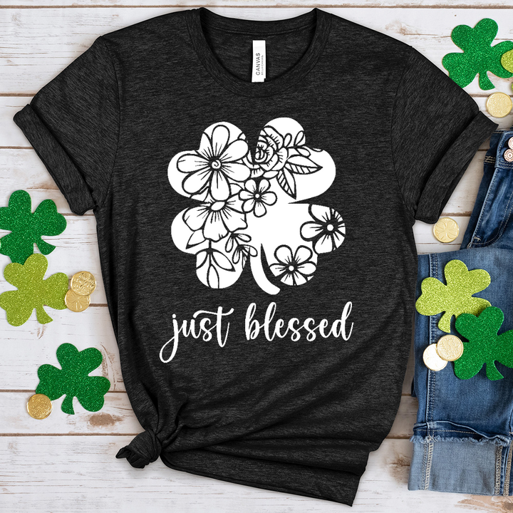 Just Blessed Shamrock Heathered Tee