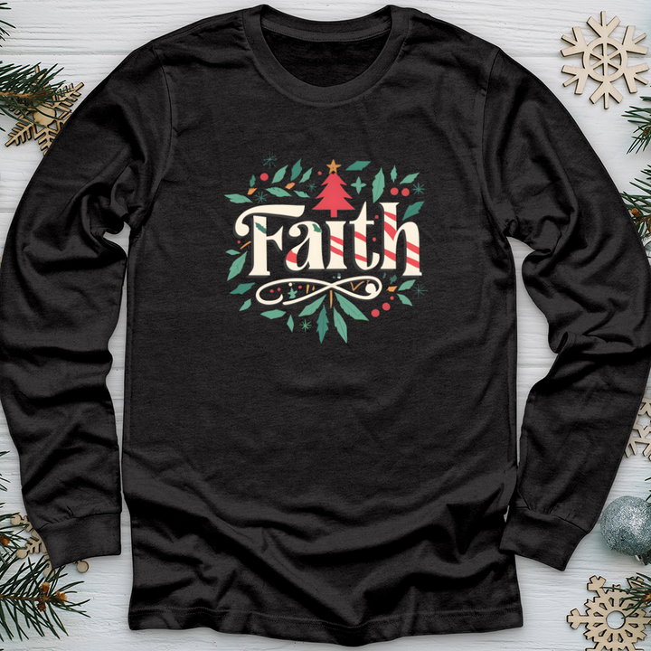 Faith Christmas Pattern Long Sleeve Tee