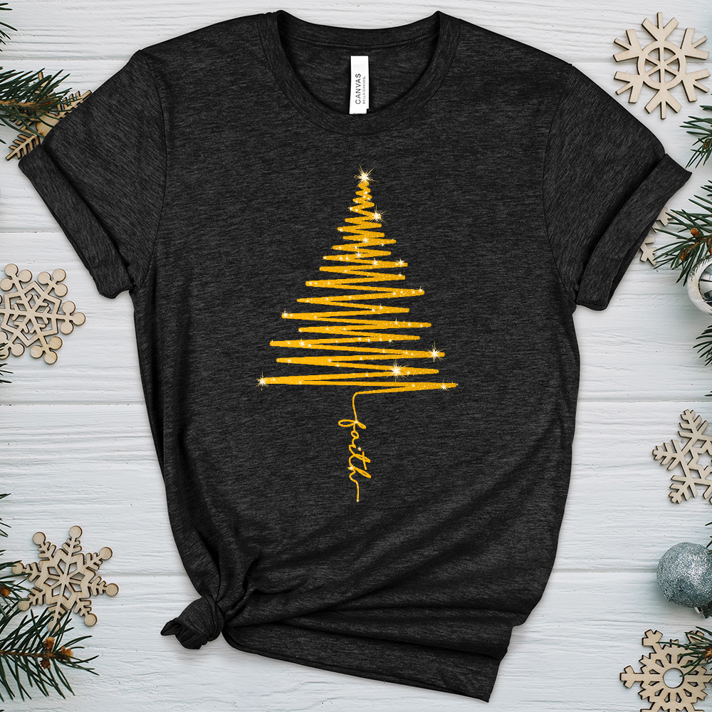 Sparkling Gold Faith Tree Heathered Tee