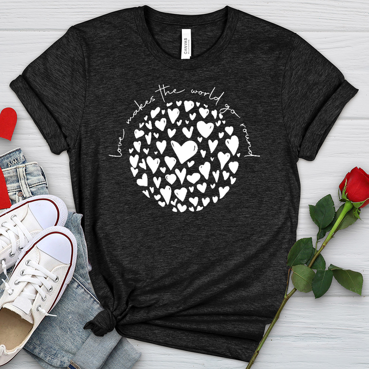 Love Makes The World Go Round Heathered Tee