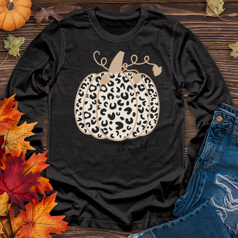 Thankful Leopard Pumpkin Long Sleeve Tee