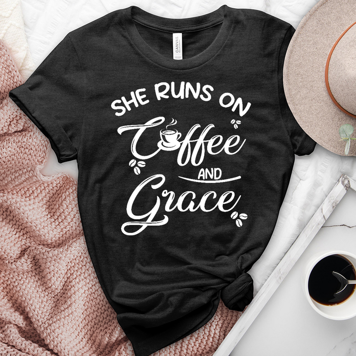 Runs On Grace Heathered Tee