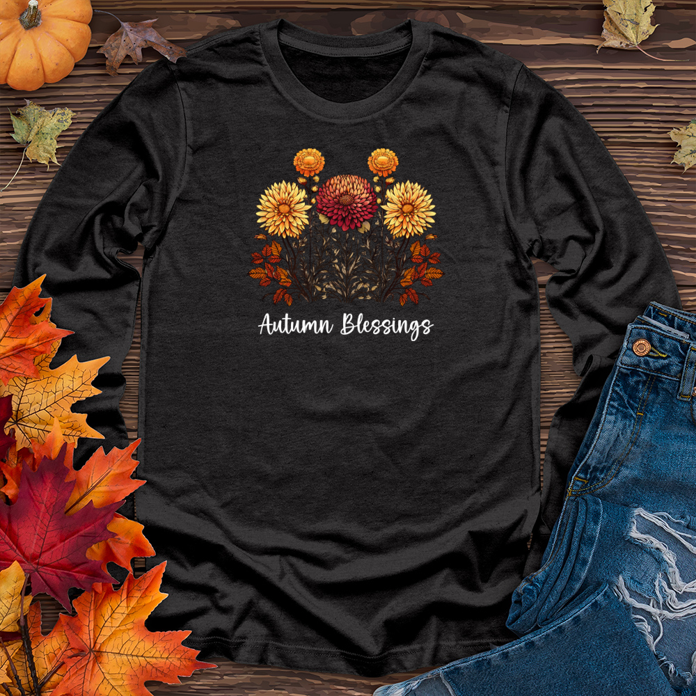 Retro Blooming Autumn Floral Trio Long Sleeve Tee