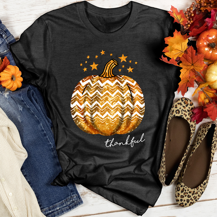 Thankful Retro Pumpkin Sparkle Heathered Tee