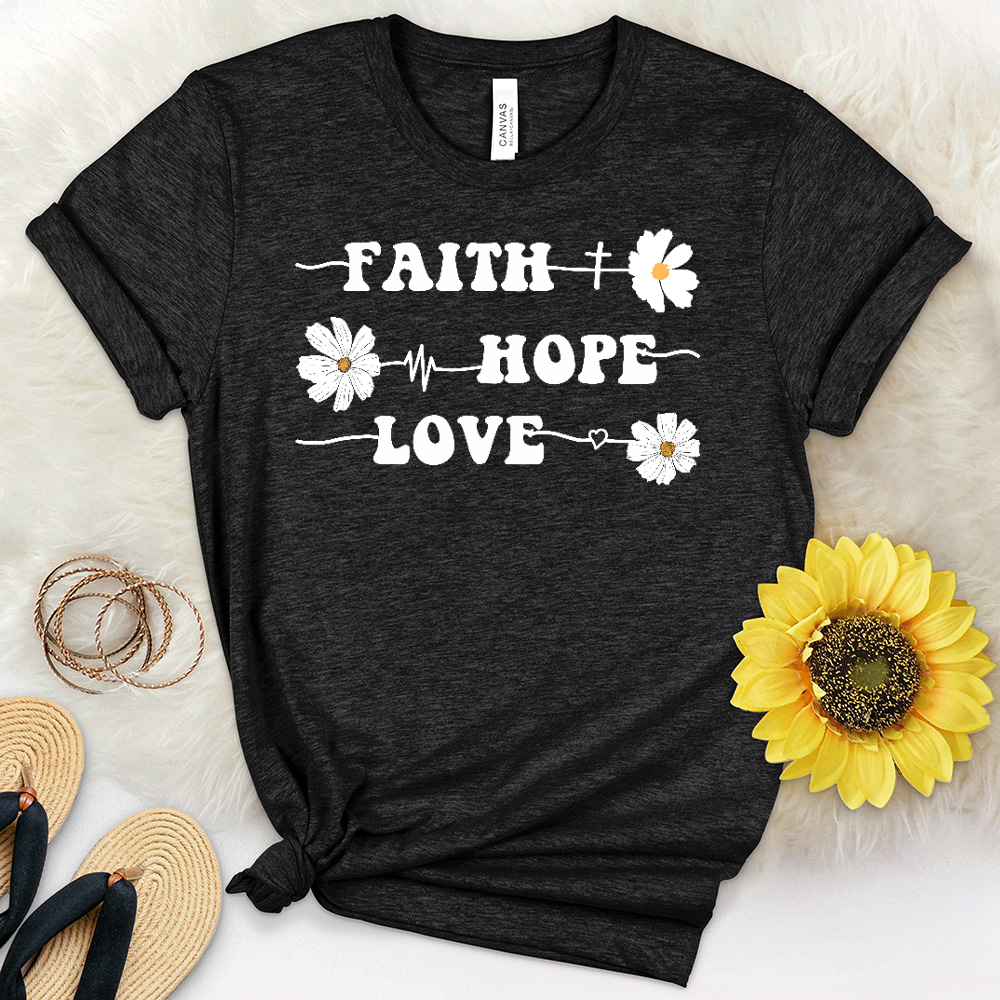 Floral Faith Hope Love Heathered Jersey Tee