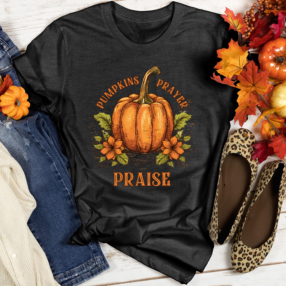 Pumpkins Prayer & Praise Heathered Tee