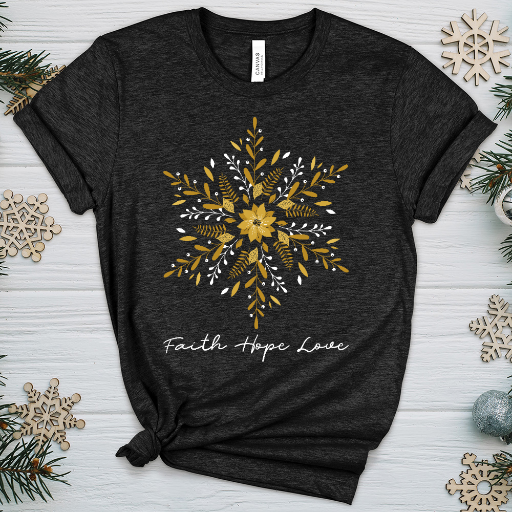 Faith Hope Love Sunflake Heathered Tee