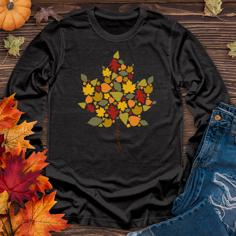 Thankful Leaf Stem Long Sleeve Tee