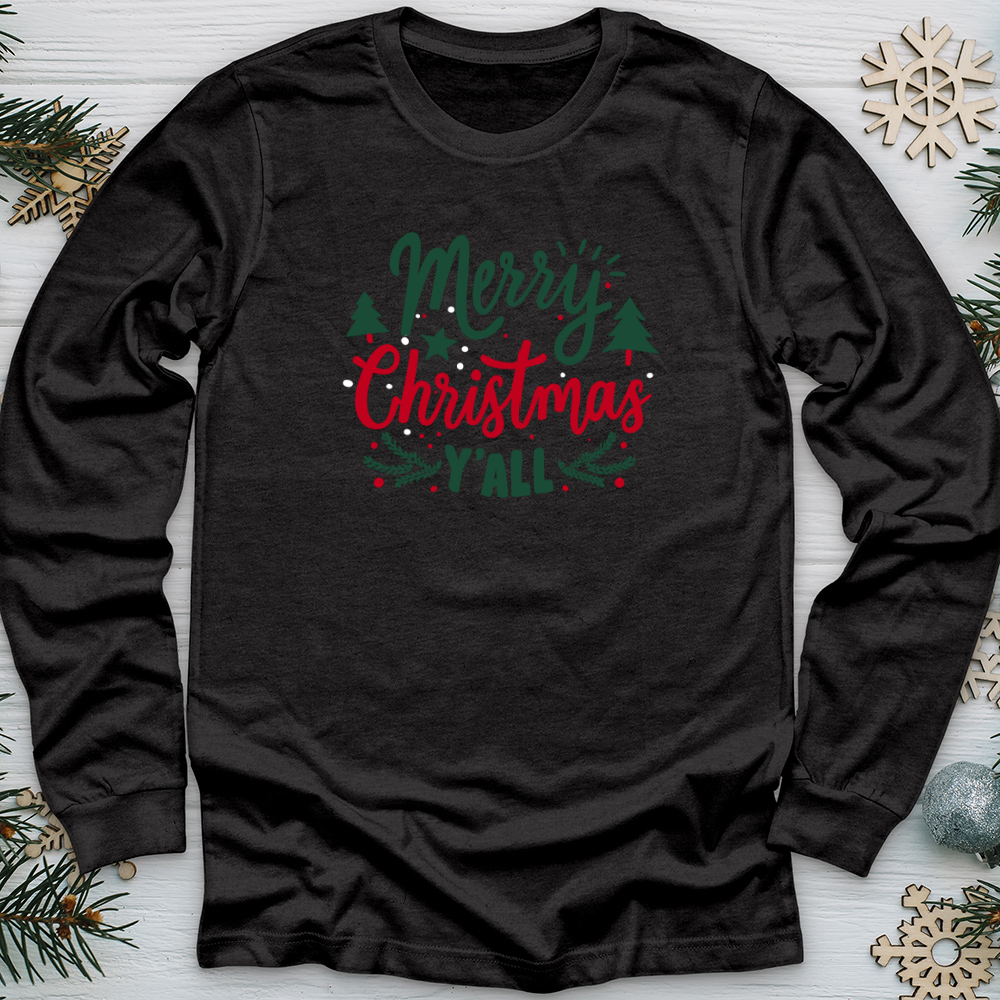 Merry Blessed Christmas Colors Long Sleeve Tee