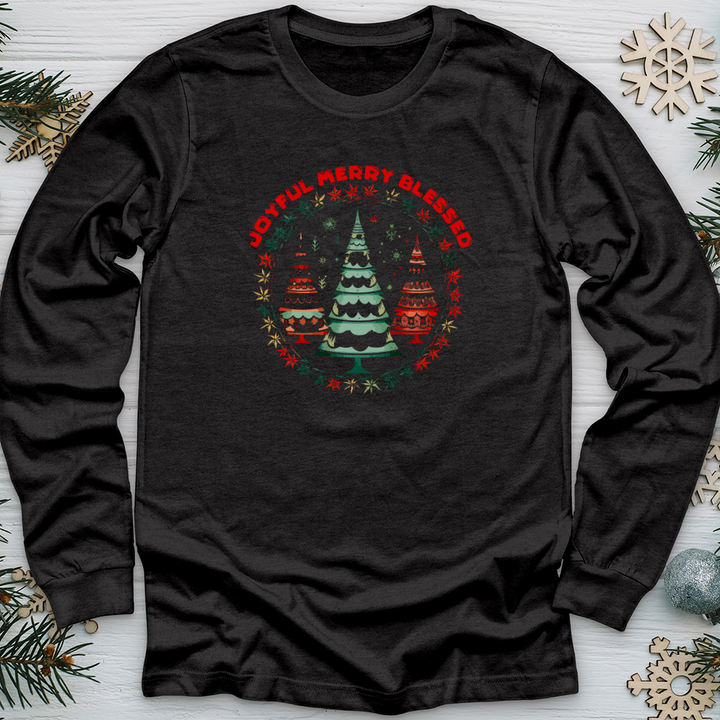 Vintage Christmas Tree Circle Long Sleeve Tee