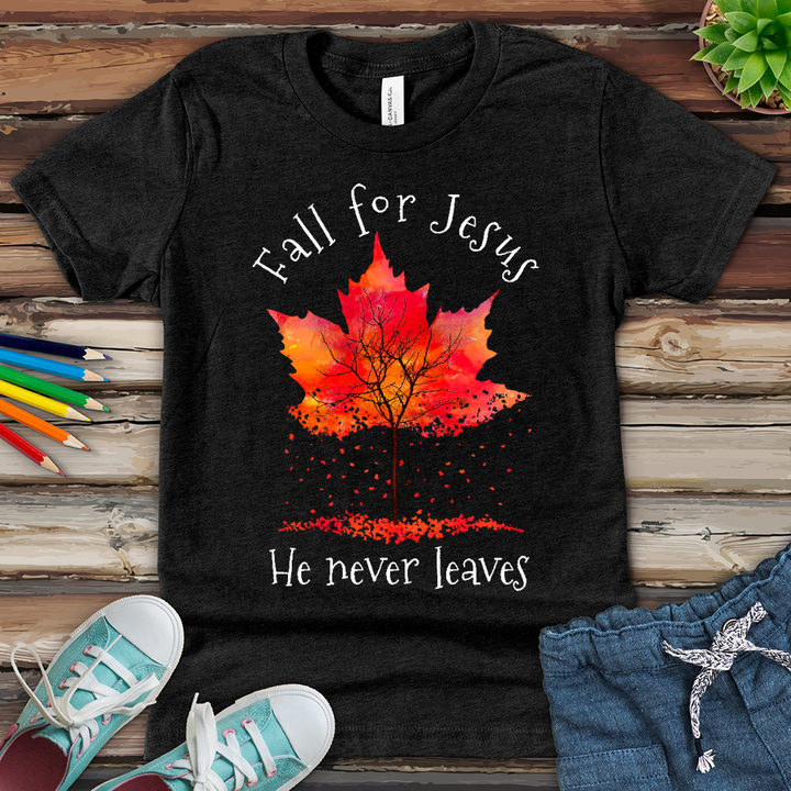 Fall For Jesus Falling Leaves Youth Heathered Tee