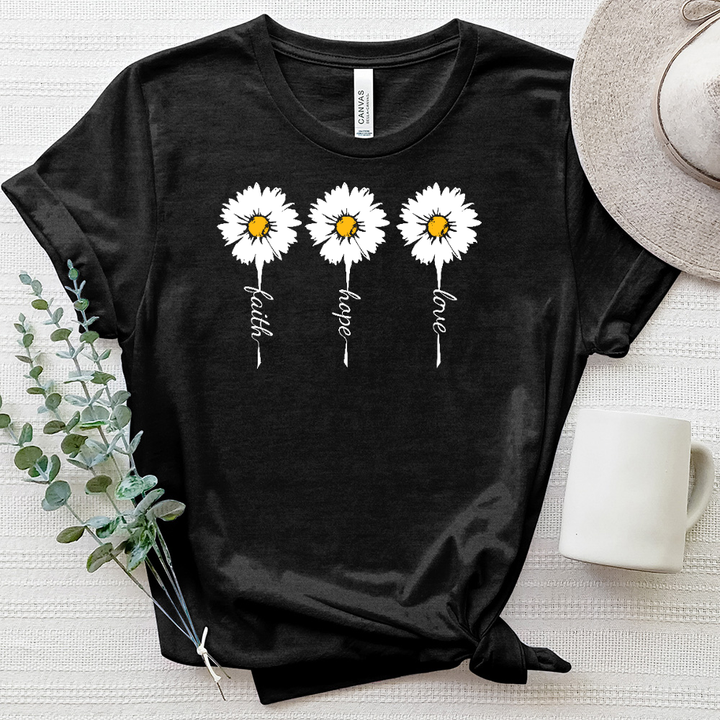 Faith Hope Love Retro Flower Heathered Tee