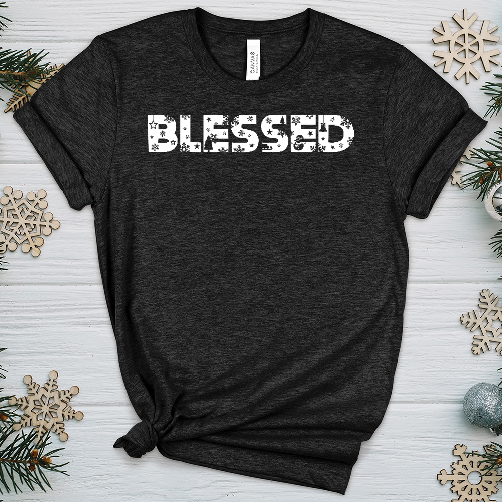 Blessed Winter Font Heathered Tee