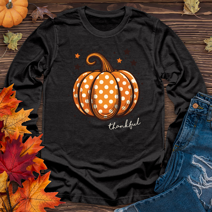 Thankful Dotted Pumpkin Long Sleeve Tee