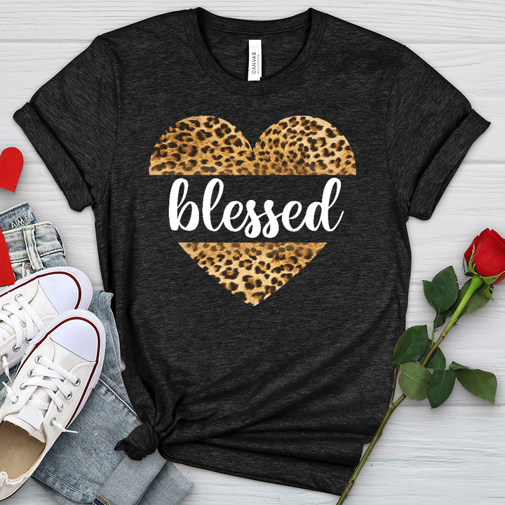 Blessed Leopard Heart Heathered Tee