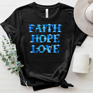 Faith Hope Love Clouds Heathered Tee