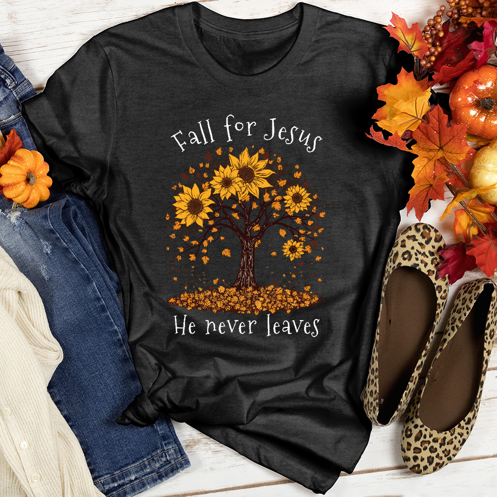 Sunflower Tree Falling Leaves Heathered Tee
