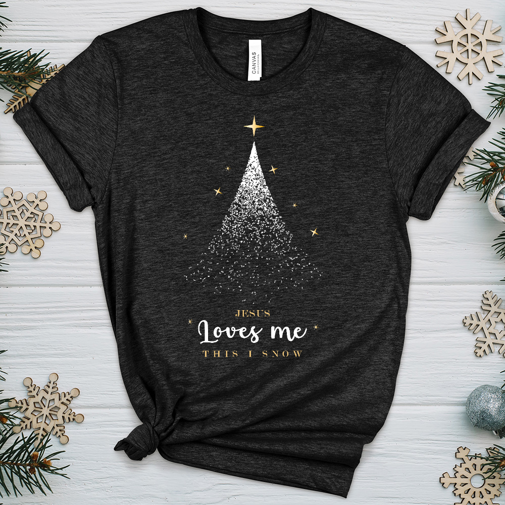Jesus Loves Me Christmas Heathered Tee