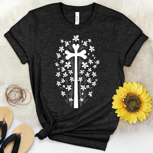 Cross Flower Scene Heathered Tee