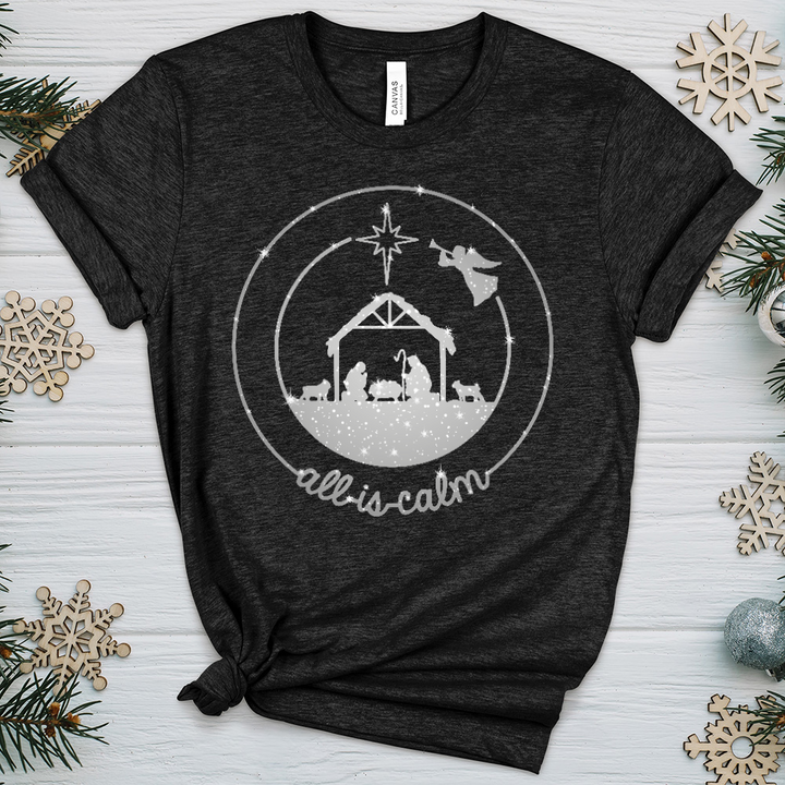 All Is Calm Nativity Heathered Tee