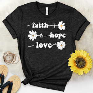 Faith Hope Love Daisy Flowers Heathered Tee