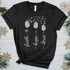 Faith Hope Love Pinecones Heathered Tee