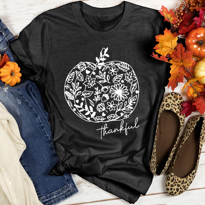 Thankful Flower Pumpkin Heathered Tee