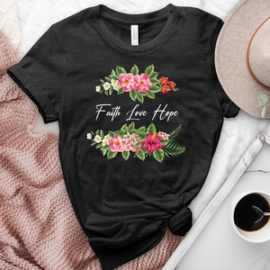 Faith Love Hope Flower Heathered Tee