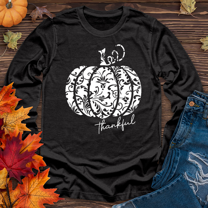 Thankful Floral Pumpkin Long Sleeve Tee