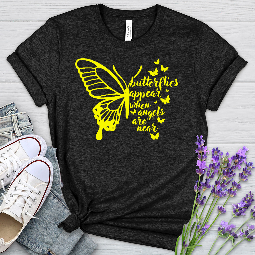 Butterflies Appear Yellow Heathered Tee