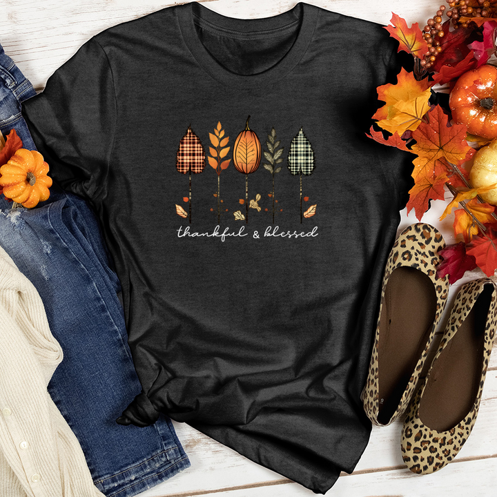 Retro Autumn Plaid Flannel Trio Heathered Tee