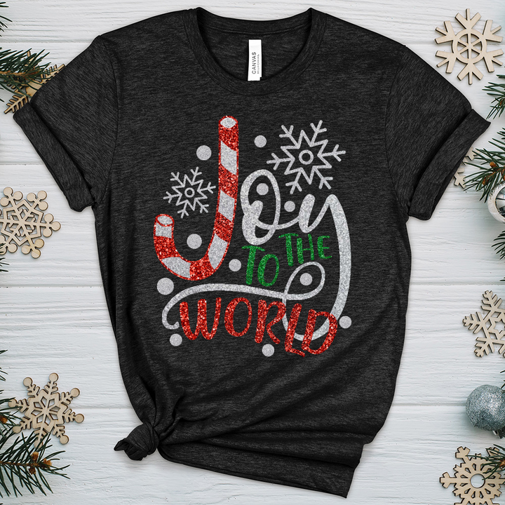 Joy To The World Candy Cane Heathered Tee