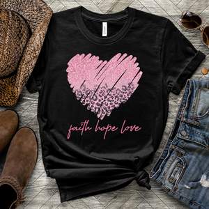 Pink Leopard Heart Heathered Tee