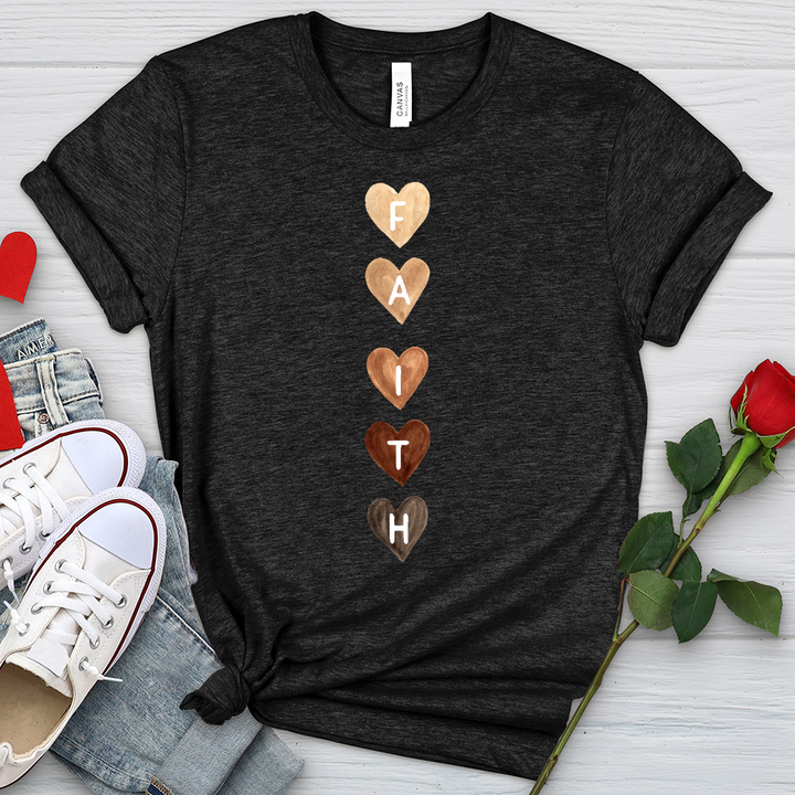 Faith Watercolor Hearts Heathered Tee